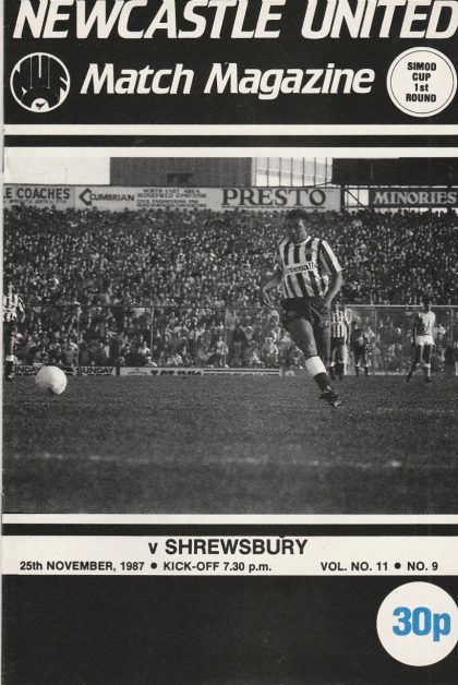 Newcastle United v Shrewsbury Town 25-Nov-1987
