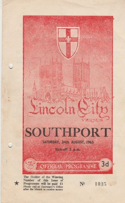 Lincoln City v Southport  24-Aug-1963