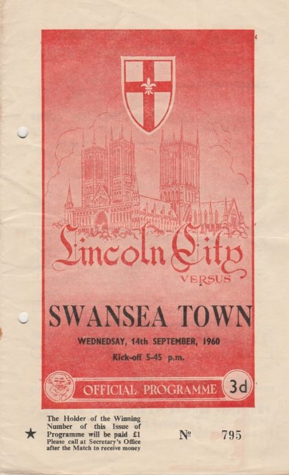 Lincoln City v Swansea Town  14-Sep-1960