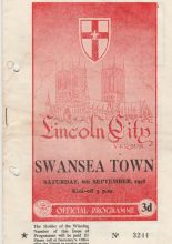 Lincoln City v Swansea Town  06-Sep-1958