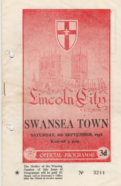 Lincoln City v Swansea Town  06-Sep-1958