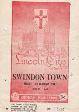 Lincoln City v Swindon Town  16-Feb-1962