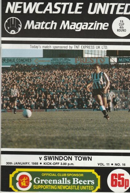 Newcastle United v Swindon Town 30-Jan-1988