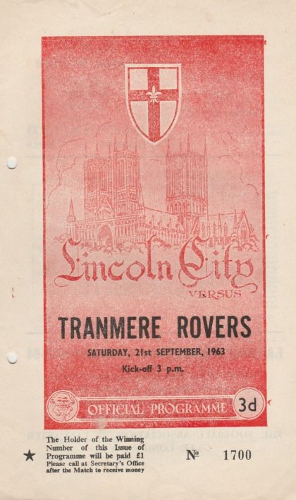 Lincoln City v Tranmere Rovers  21-Sep-1963