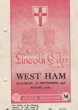 Lincoln City v West Ham United 01-Sep-1956