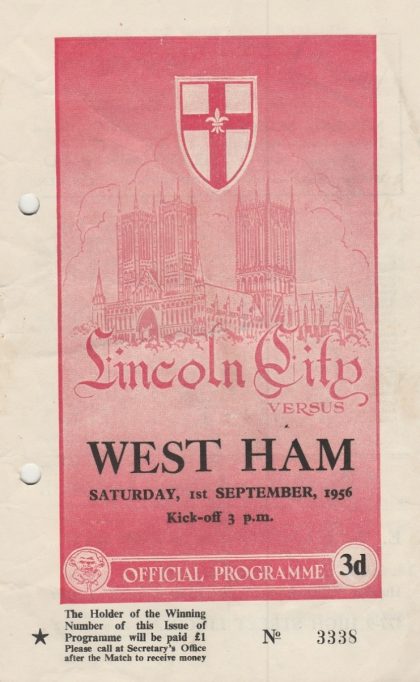 Lincoln City v West Ham United 01-Sep-1956