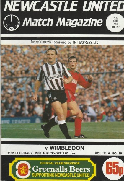 Newcastle United v Wimbledon 20-Feb-1988