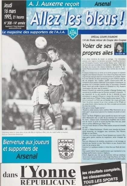 Auxerre v Arsenal 16-Mar-1995