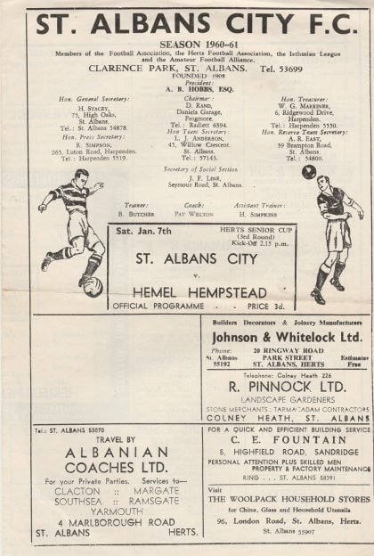 St Albans City v Hemel Hempstead   07-Jan-1961