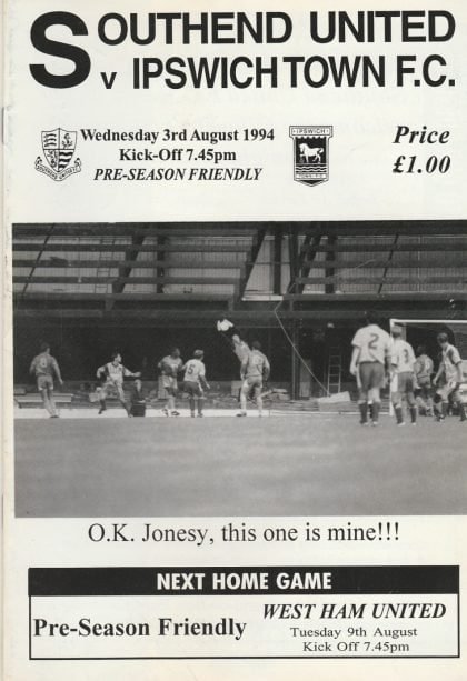 Southend United v Ipswich Town  03-Aug-1994