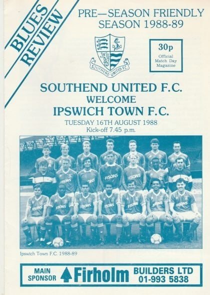 Southend United v Ipswich Town  16-Aug-1988