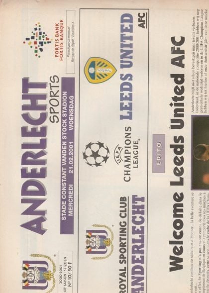 Anderlecht v Leeds United 21-Feb-2001