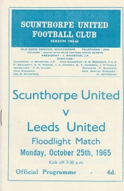 Scunthorpe United v Leeds United  25-Oct-1965