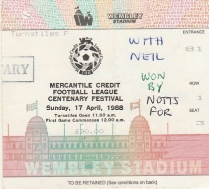 Mercantile Credit Football Festival ticket 17-Apr-1988
