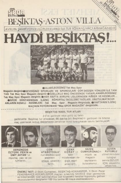 Besiktas v Aston Villa 29-Sep-1982