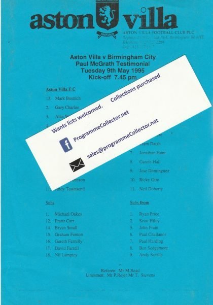 Aston Villa v Birmingham City  09-May-1995