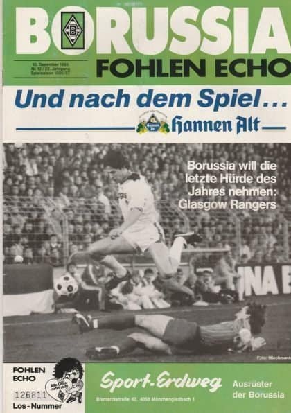 Borussia Monchengladbach v Glasgow Rangers 10-Dec-1986