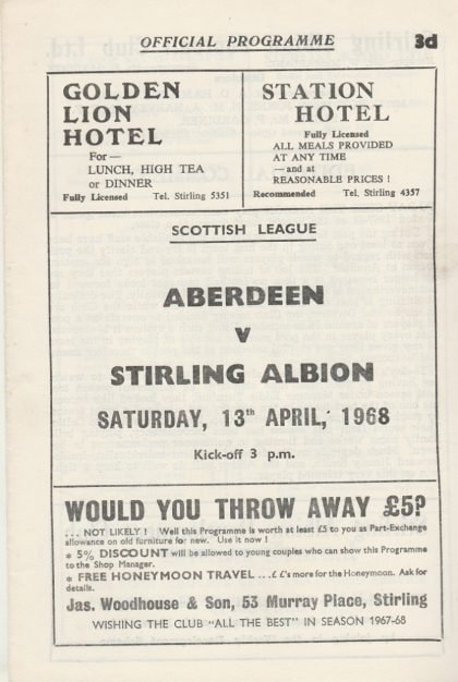 Stirling Albion v Aberdeen  13-Apr-1968