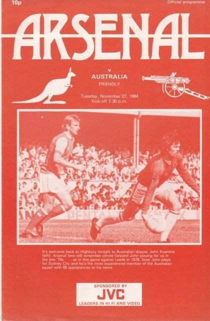 Arsenal v Australia 27-Nov-1984