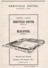 Sheffield United Reserves v Blackpool Reserves 21-Aug-1961
