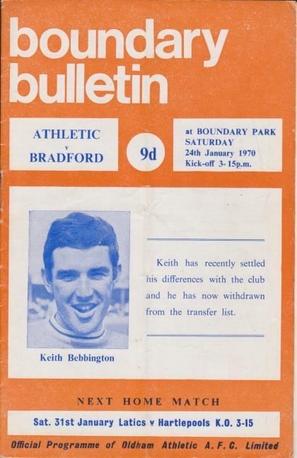 Oldham Athletic v Bradford Park Avenue 24-Jan-1970
