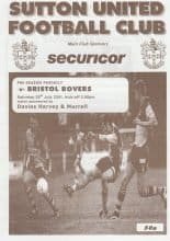 Sutton United v Bristol Rovers 28-Jul-2001