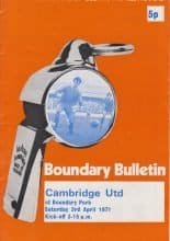 Oldham Athletic v Cambridge United 03-Apr-1971
