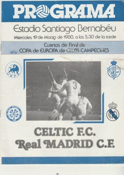 Real Madrid v Glasgow Celtic  19-Mar-1980