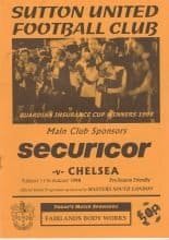 Sutton United v Chelsea  11-Aug-1998
