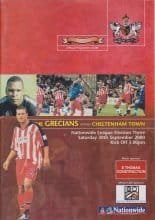 Exeter City V Cheltenham Town 30-Sep-2000