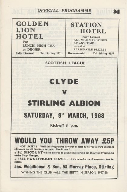 Stirling Albion v Clyde   09-Mar-1968