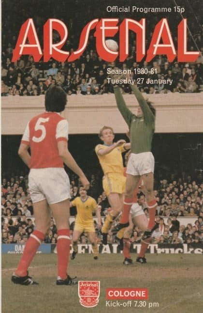 Arsenal v Cologne 27-Jan-1981