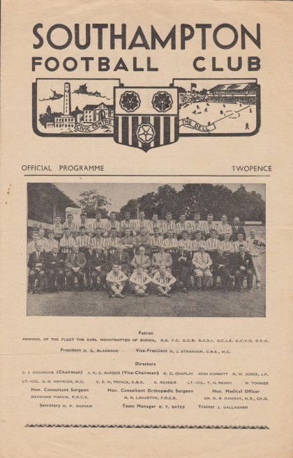 Southampton Reserves v Crystal Palace Reserves  18-Jan-1960