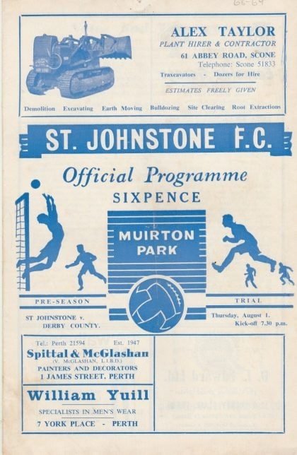 St Johnstone v Derby County  01-Aug-1968