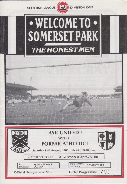 Ayr United v Forfar Athletic  19-Aug-1989