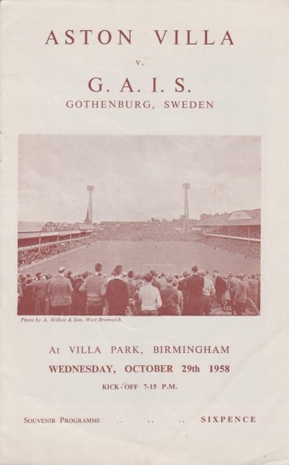 Aston Villa v G.A.I.S. Gothenburg   29-Oct-1958