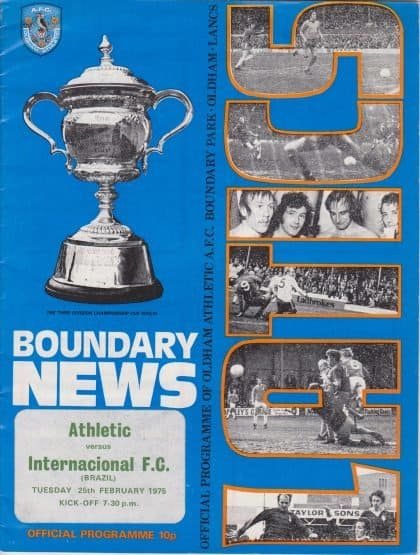 Oldham Athletic v Internacional    25-Feb-1975