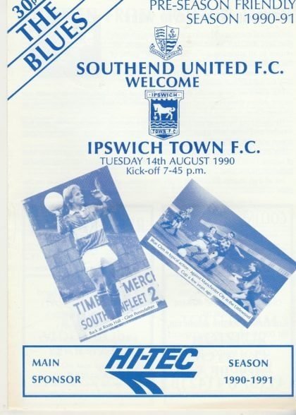 Southend United v Ipswich Town  14-Aug-1990