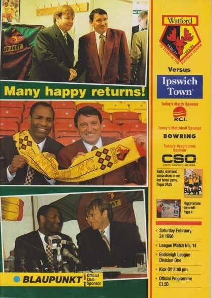 Watford v Ipswich Town 24-Feb-1996