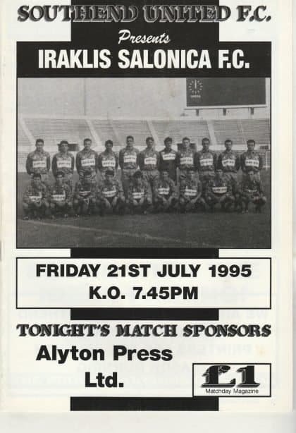 Southend United v Iraklis Salonica  21-Jul-1995