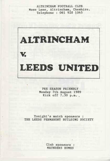 Altrincham v Leeds United  07-Aug-1989