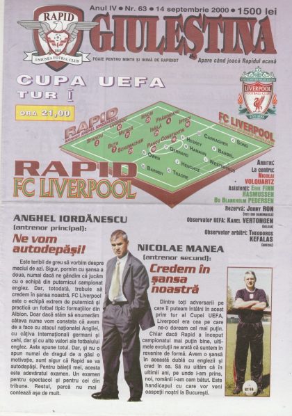 Rapid Bucharest v Liverpool 14-Sep-2000