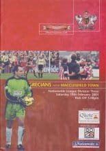 Exeter City v Macclesfield Town  10-Feb-2001