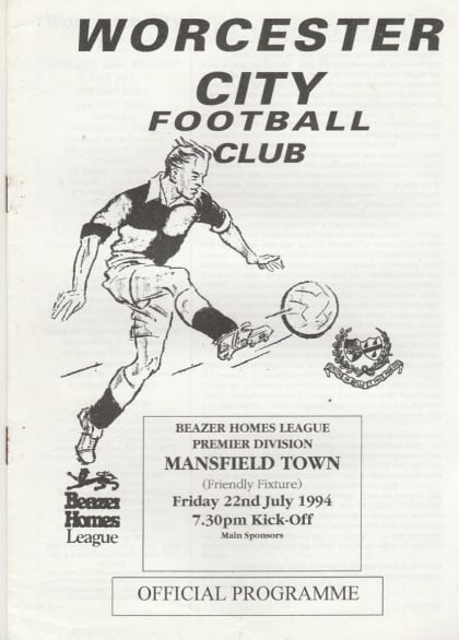 Worcester City v Mansfield Town   22-Jul-1994