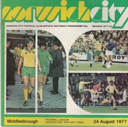 Norwich City v Middlesbrough 24-Aug-1977