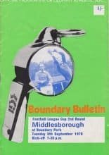 Oldham Athletic v Middlesbrough 08-Sep-1970