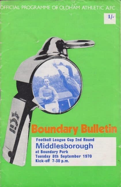 Oldham Athletic v Middlesbrough  08-Sep-1970
