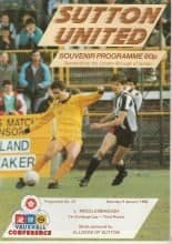 Sutton United v Middlesbrough  09-Jan-1988