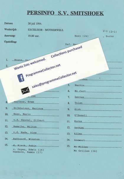 Excelsior v Motherwell 30-Jul-1994