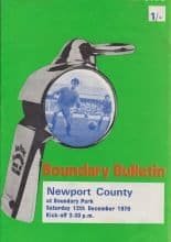 Oldham Athletic v Newport County  12-Dec-1970